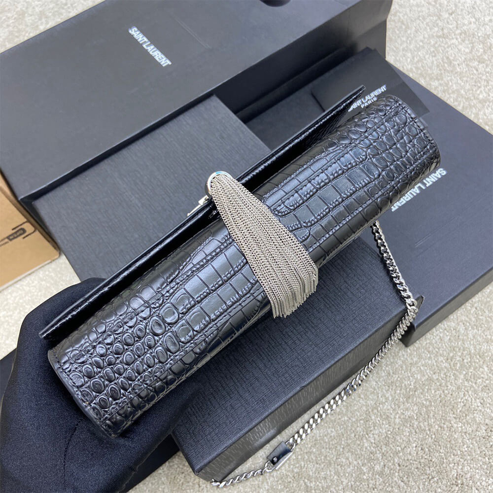 YSL kate medium tassel in crocodile-embossed leather - Top Club