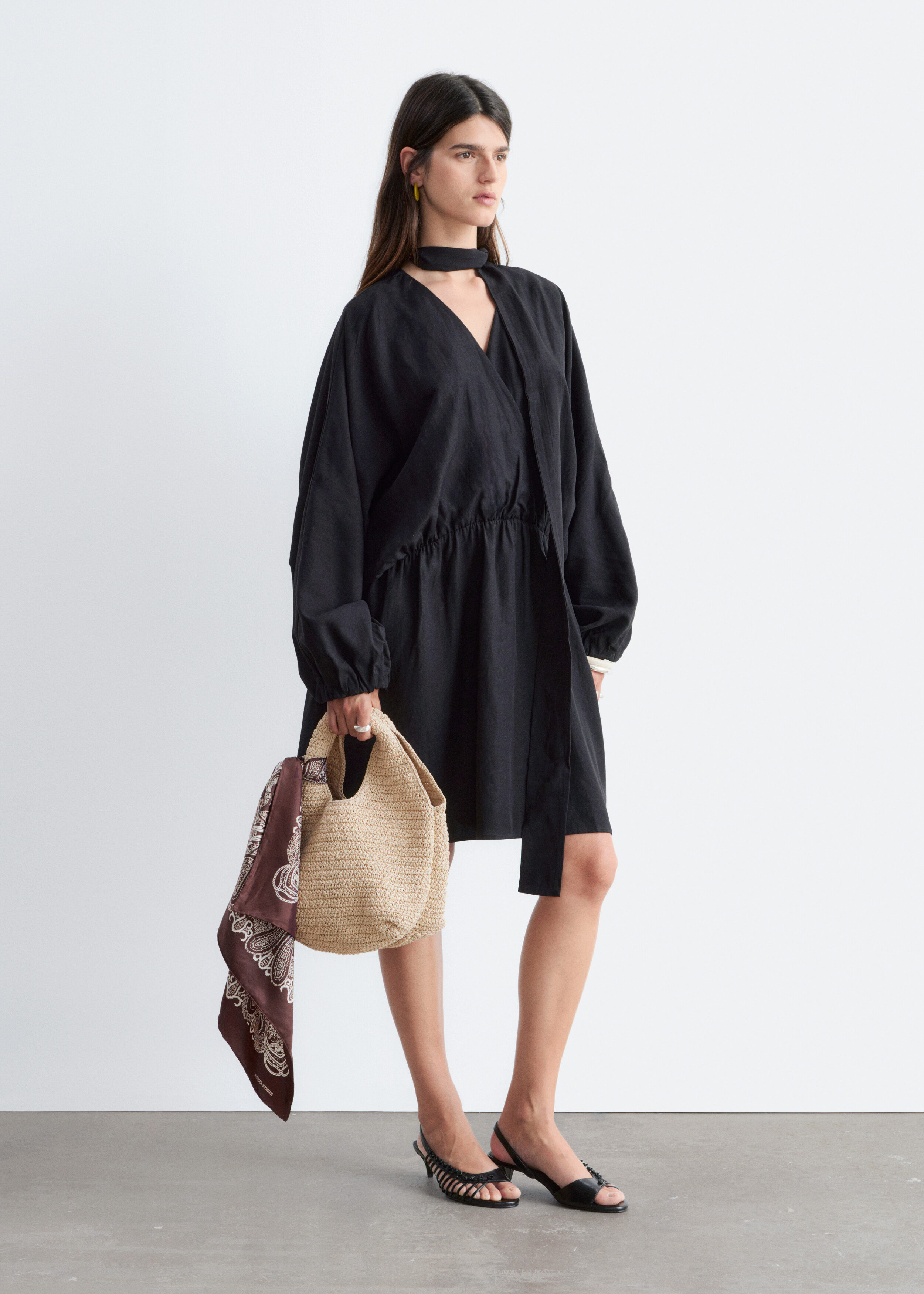 & Other Stories SCARF-DETAIL WRAP MINI DRESS