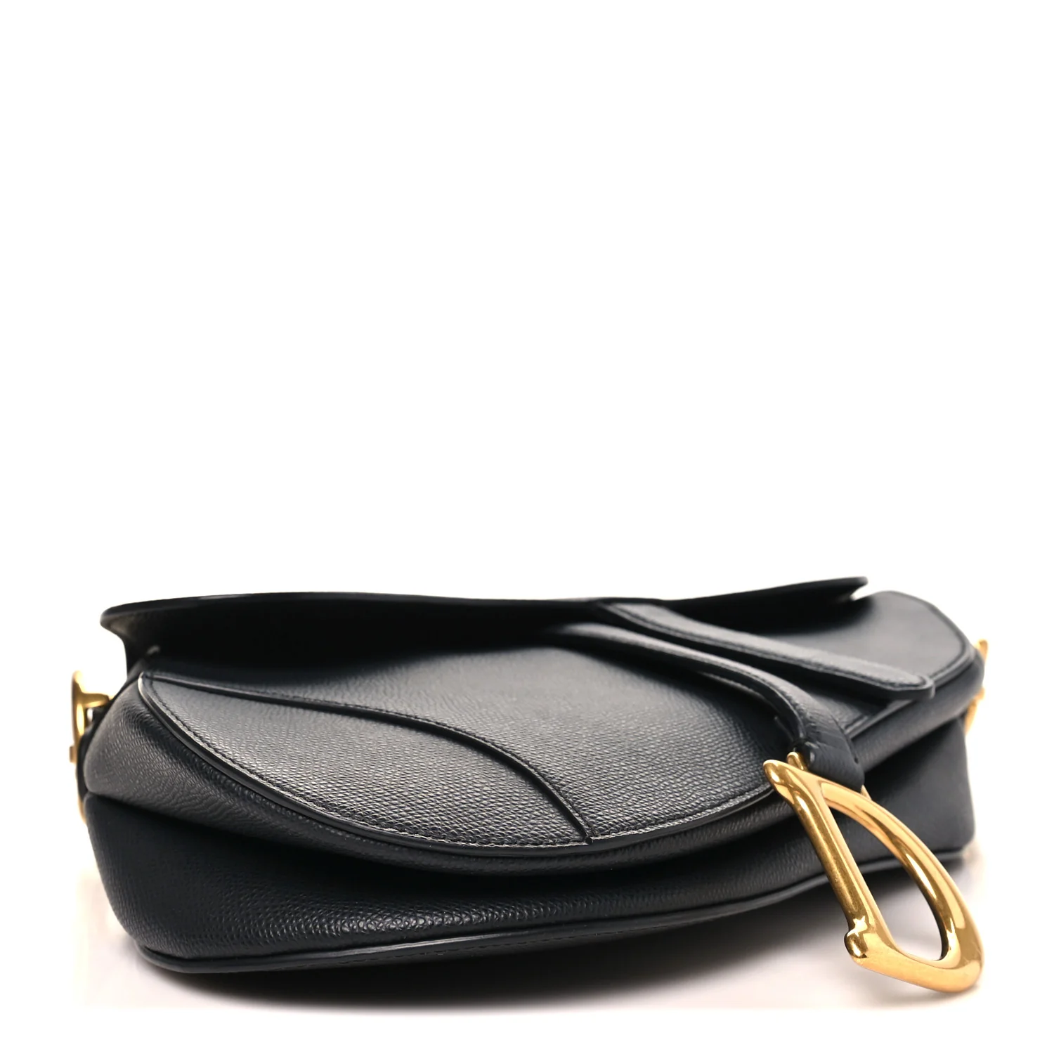 Grained Calfskin Saddle Bag Black - Top Club