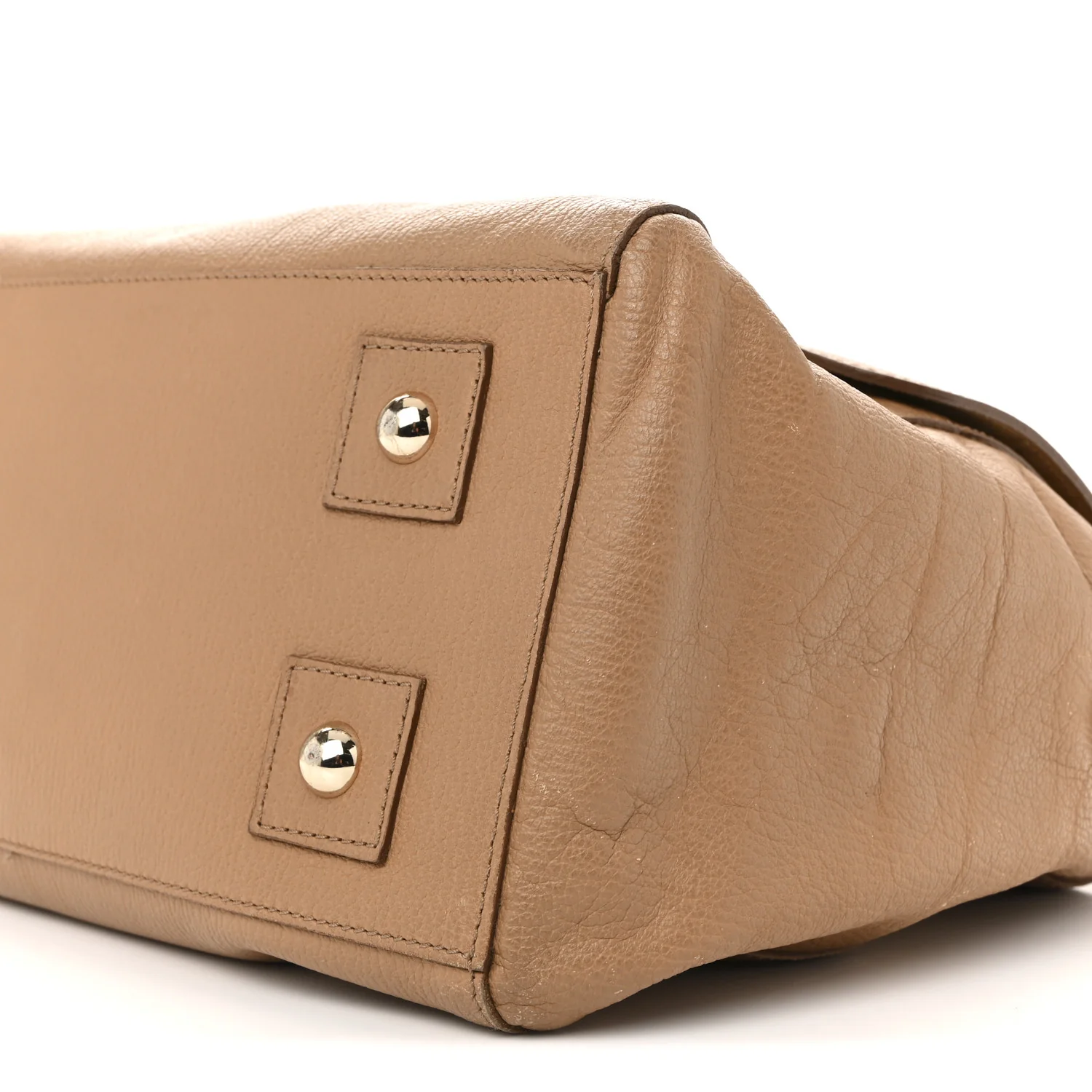 Glossy Goatskin Medium Del Rey Satchel Fudge - Top Club