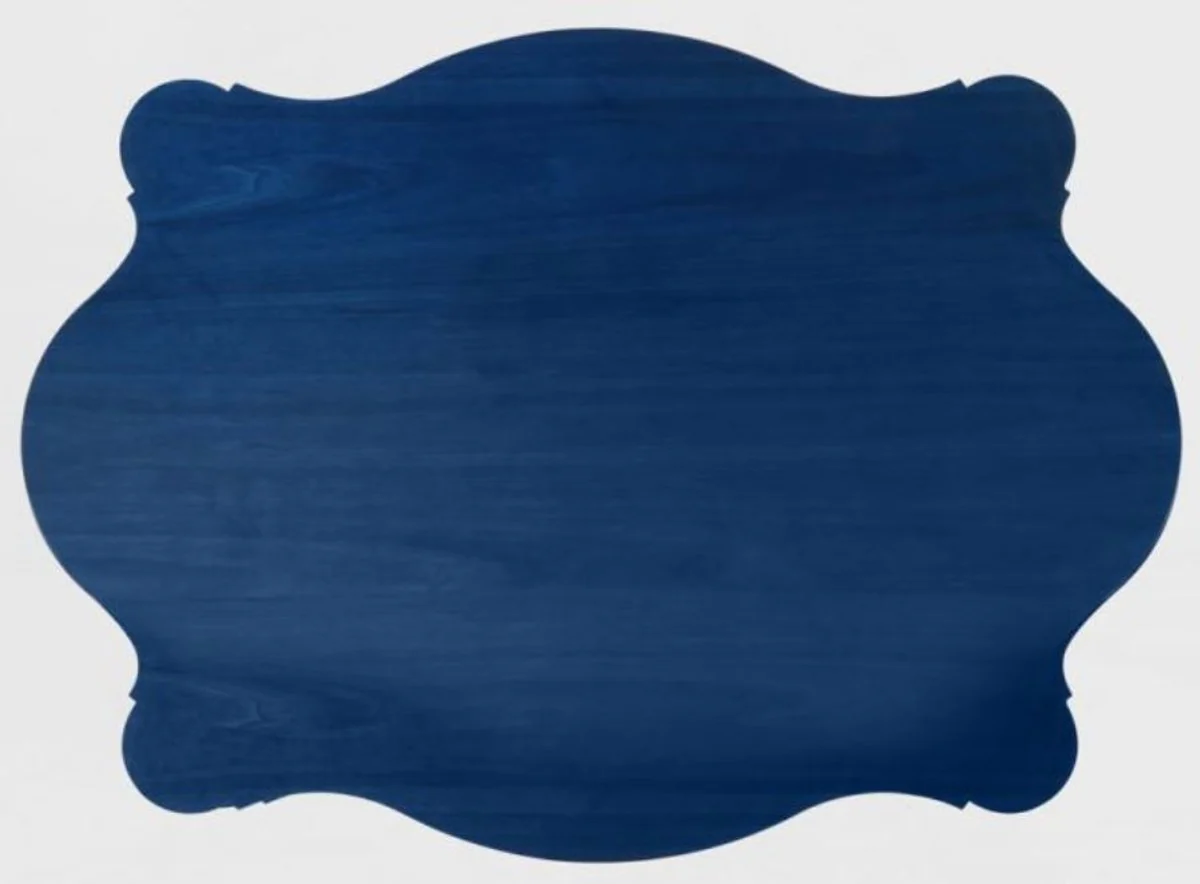 Luxury baroque coffee table blue / black / bronze 130 x 93 x H. 43 cm - magnificent solid wood living room table - baroque furniture