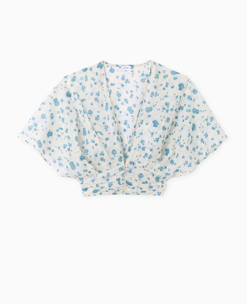 Pimkie Blouse courte manches papillons motif fleurs