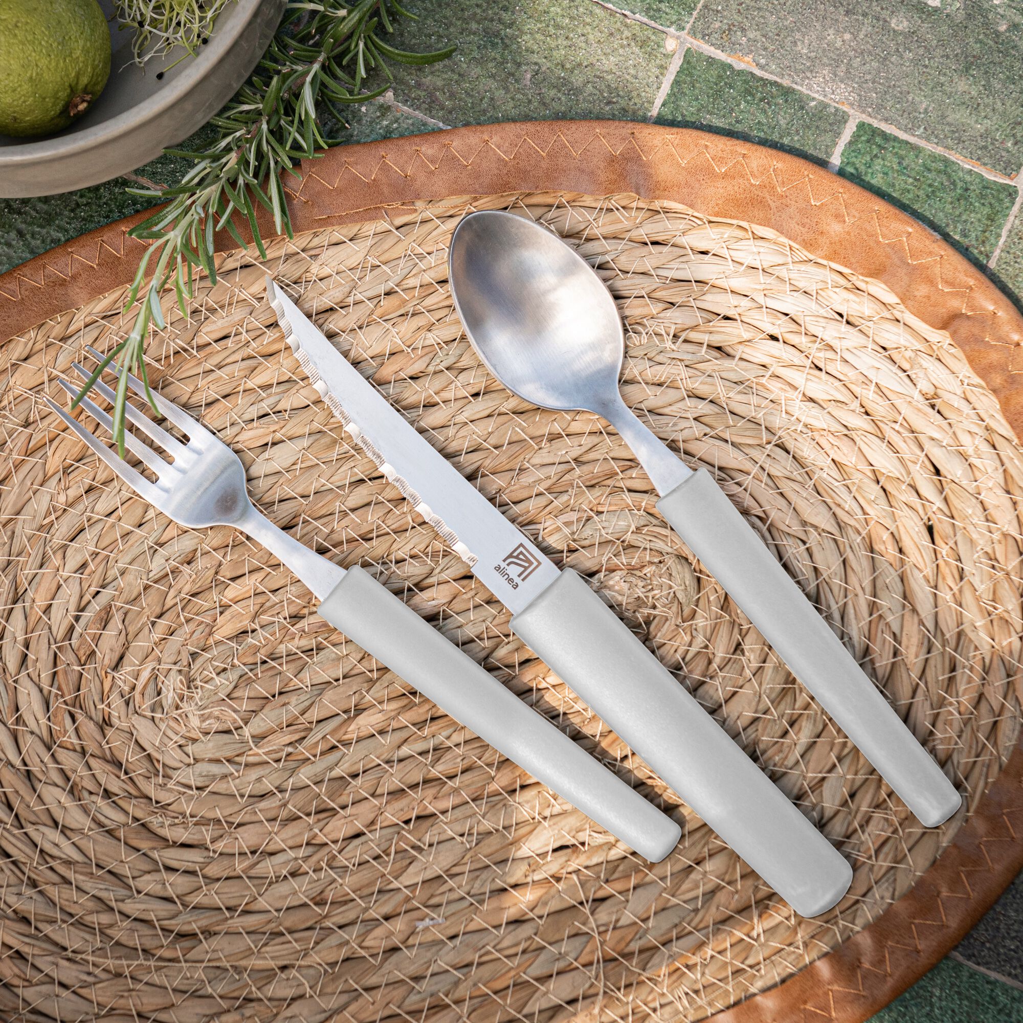 LINE - Fourchette en inox - beige roucas