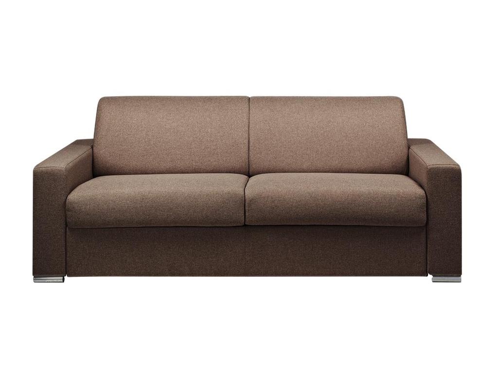 Sofá cama de apertura rápida 4 plazas tela CALITO - Marrón - Cama 160 cm - Colchón 22 cm