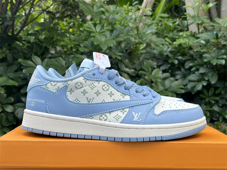 Louis Vuitton x Nike Air Jordan 1 Low Blue White Sneaker - Sneaker Replica Workshop