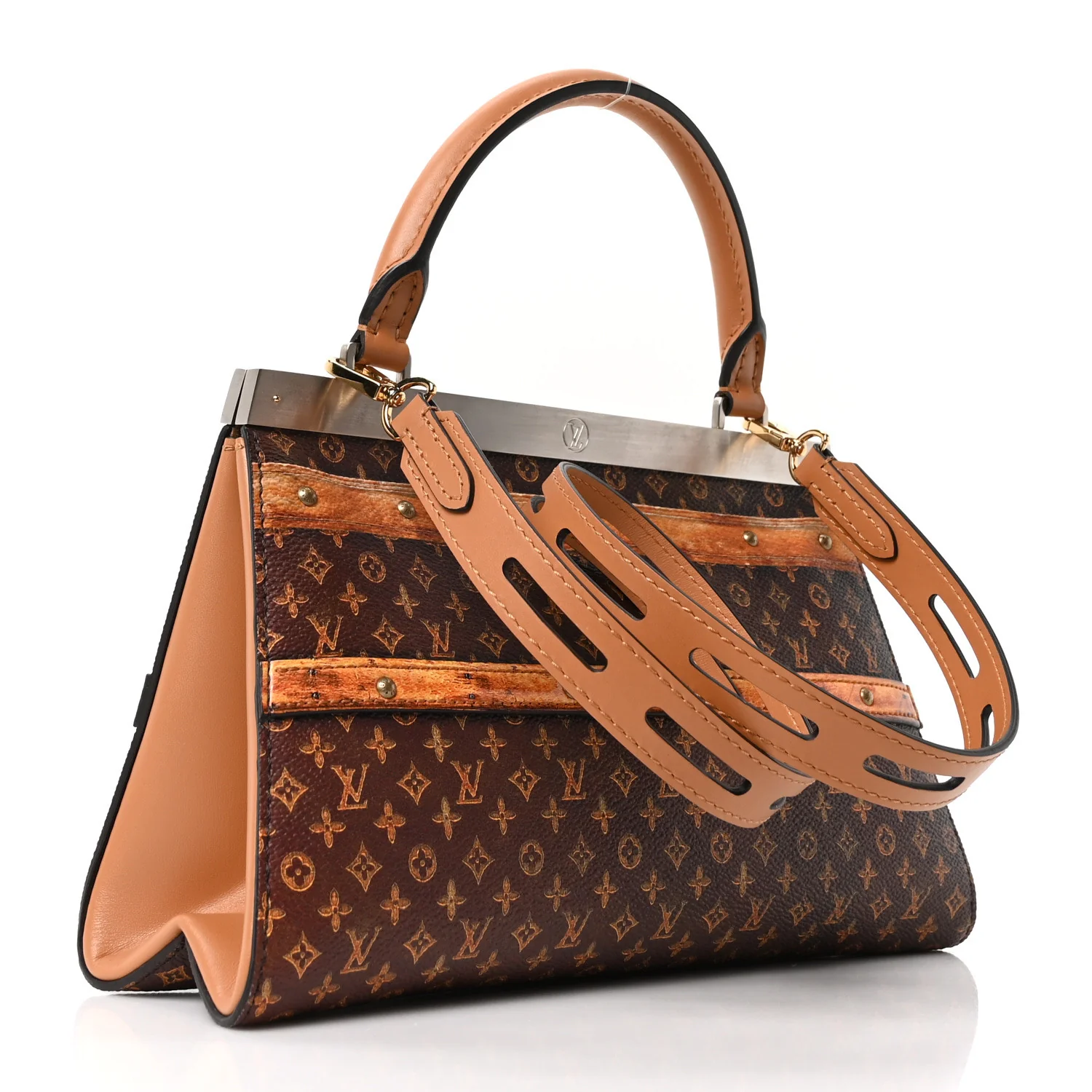 Calfskin Transformed Monogram Time Trunk Crown Frame Bag - Top Club