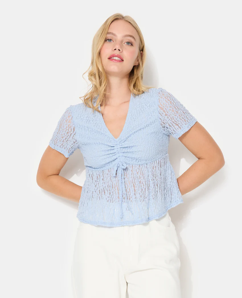 Pimkie Top en dentelle avec col V et lien coulissé