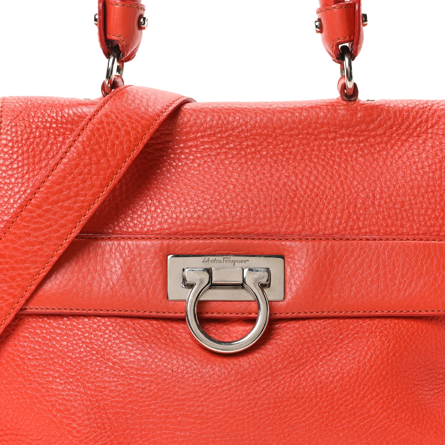 Grained Calfskin Large Sofia Satchel Sunset - Top Club