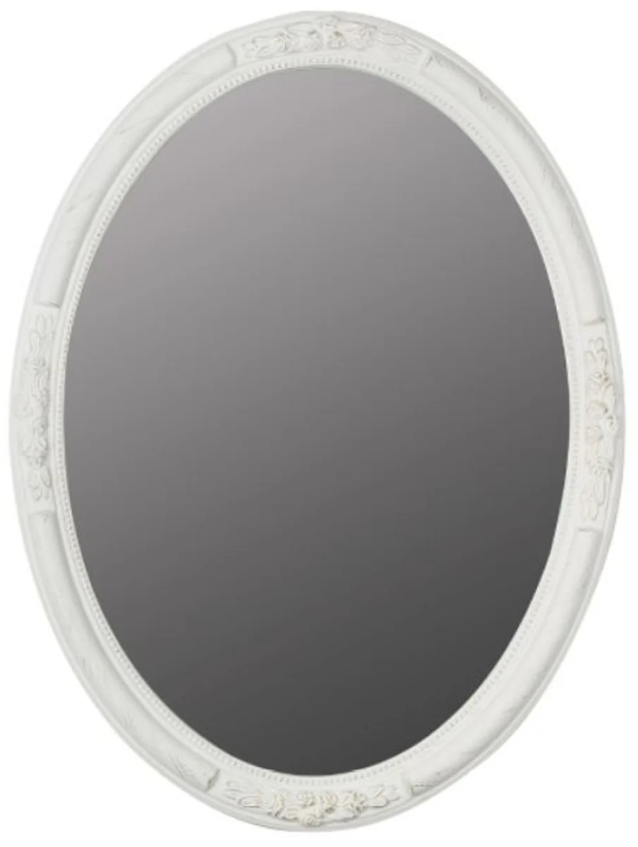 Baroque mirror white 57 x H. 77 cm - Oval baroque wall mirror with wooden frame