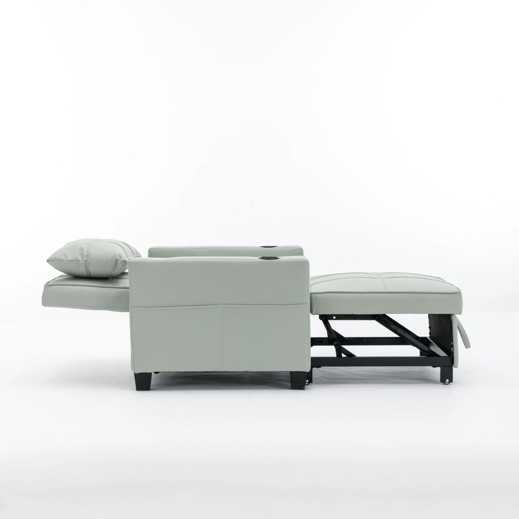 Convertible Futon Sofa Bed, 3 - in - 1 Multi - Functional Sleeper Chair Bed with USB Ports, Adjustable Backrest Recliner, for Living Room Bedroom Small Space, Tech Cloth, Dark Grey