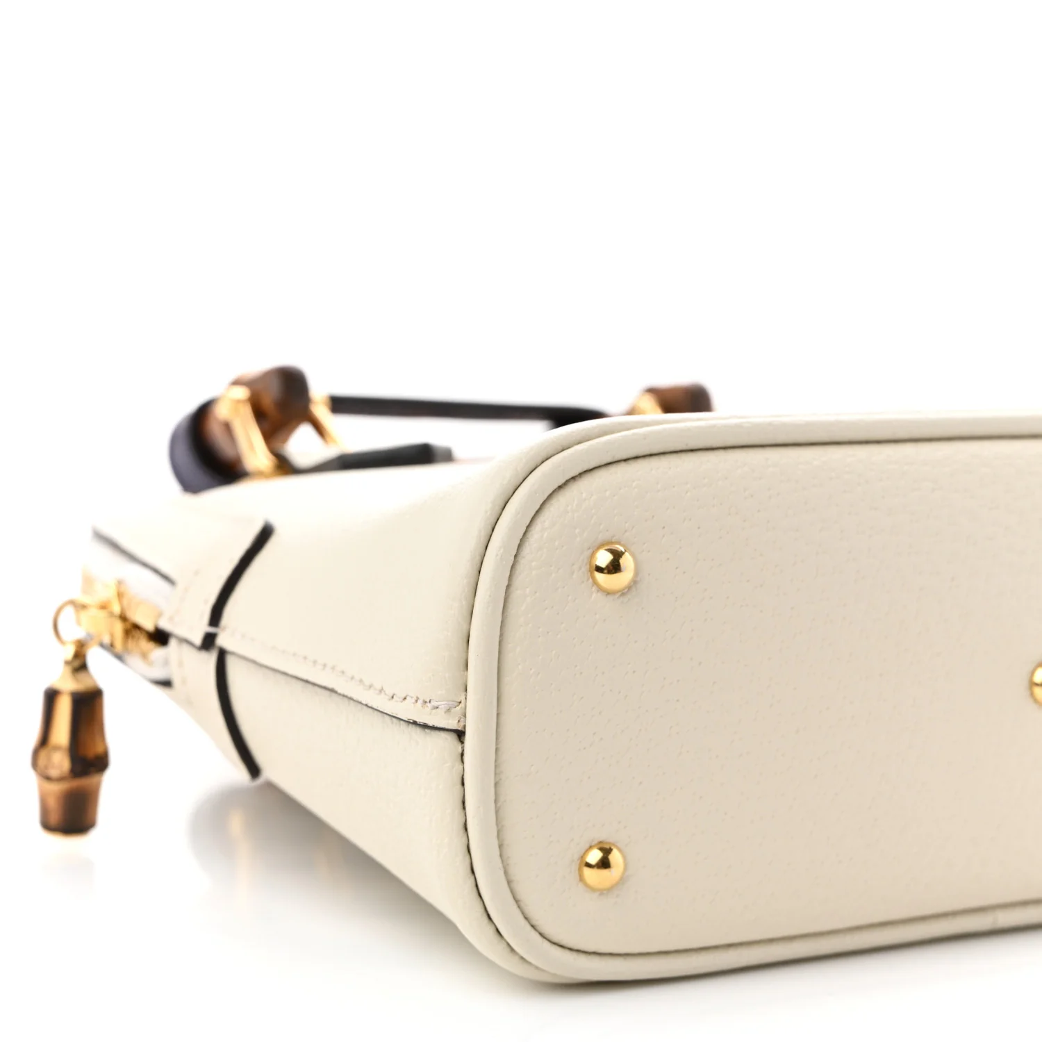Textured Dollar Calfskin Mini Diana Dome Tote Bag White - Top Club