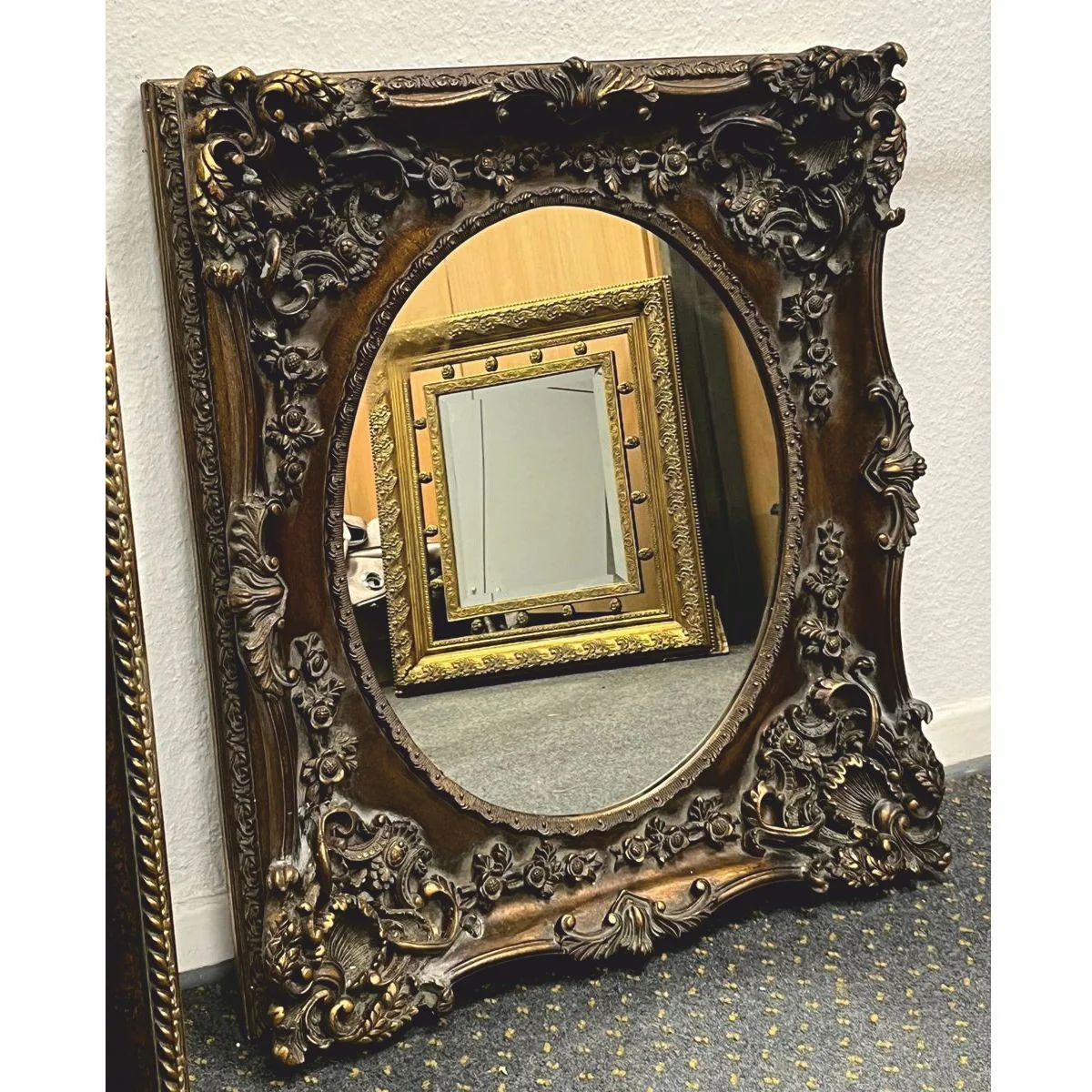 Baroque mirror antique gold / gray H. 88 cm - Baroque style furniture