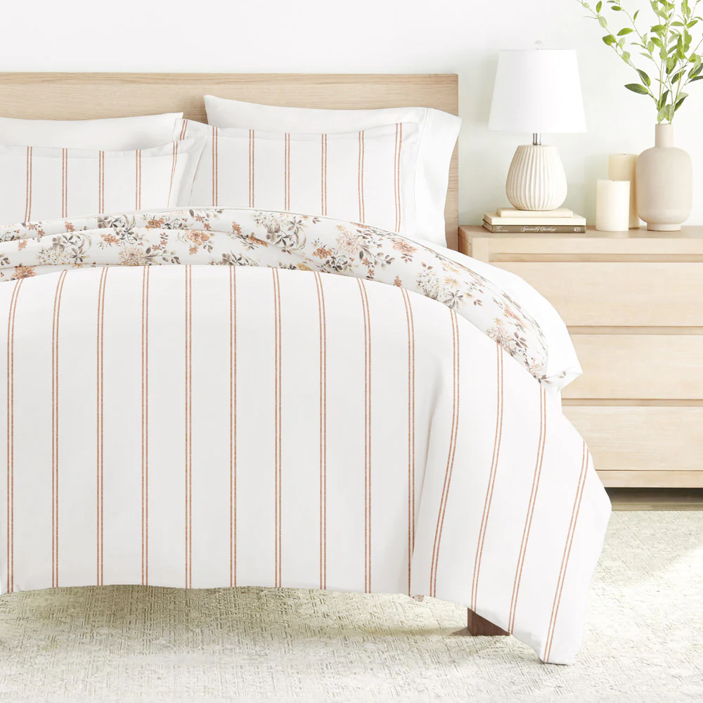 Sunset Garden Pattern 3-Piece Reversible Duvet Cover Set