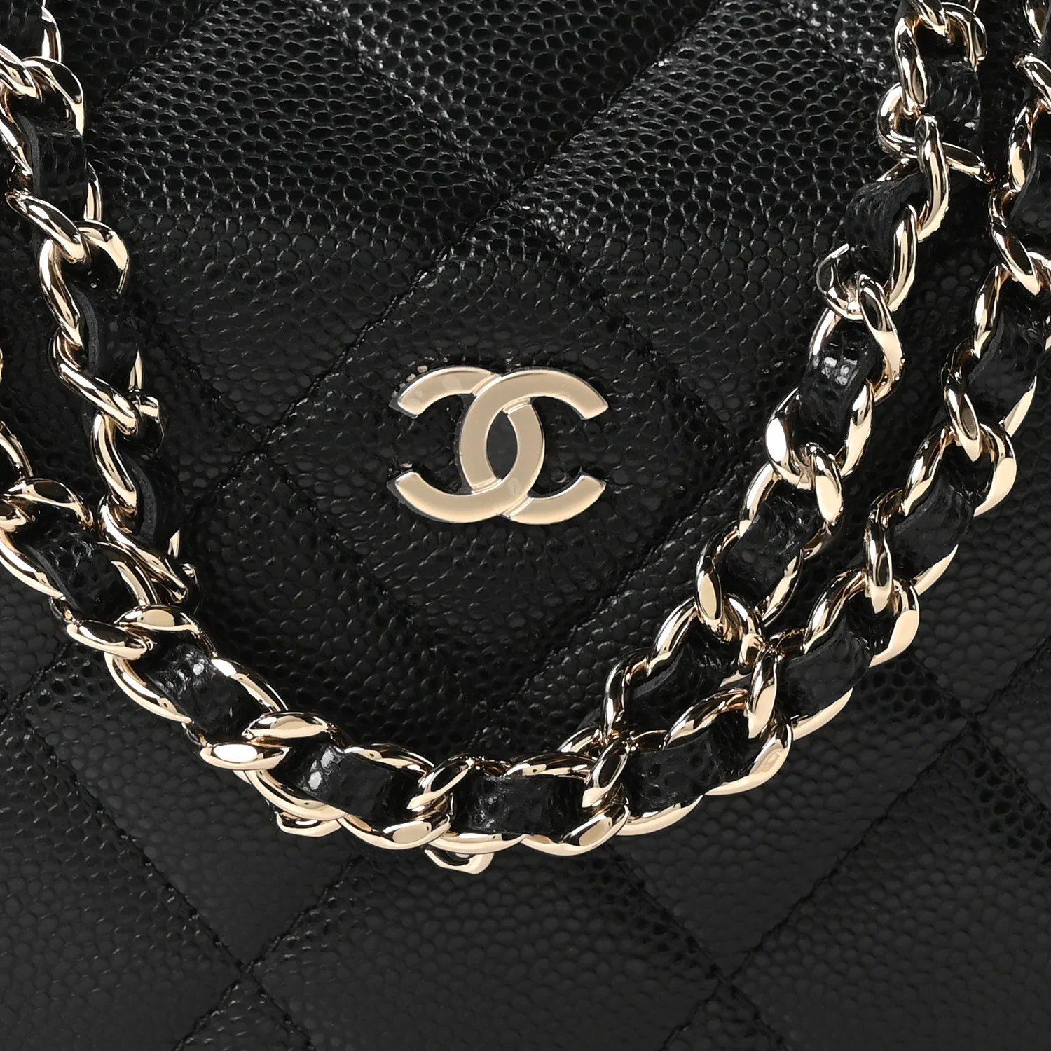 Caviar Quilted Other Shape With Chain Black - Top Club