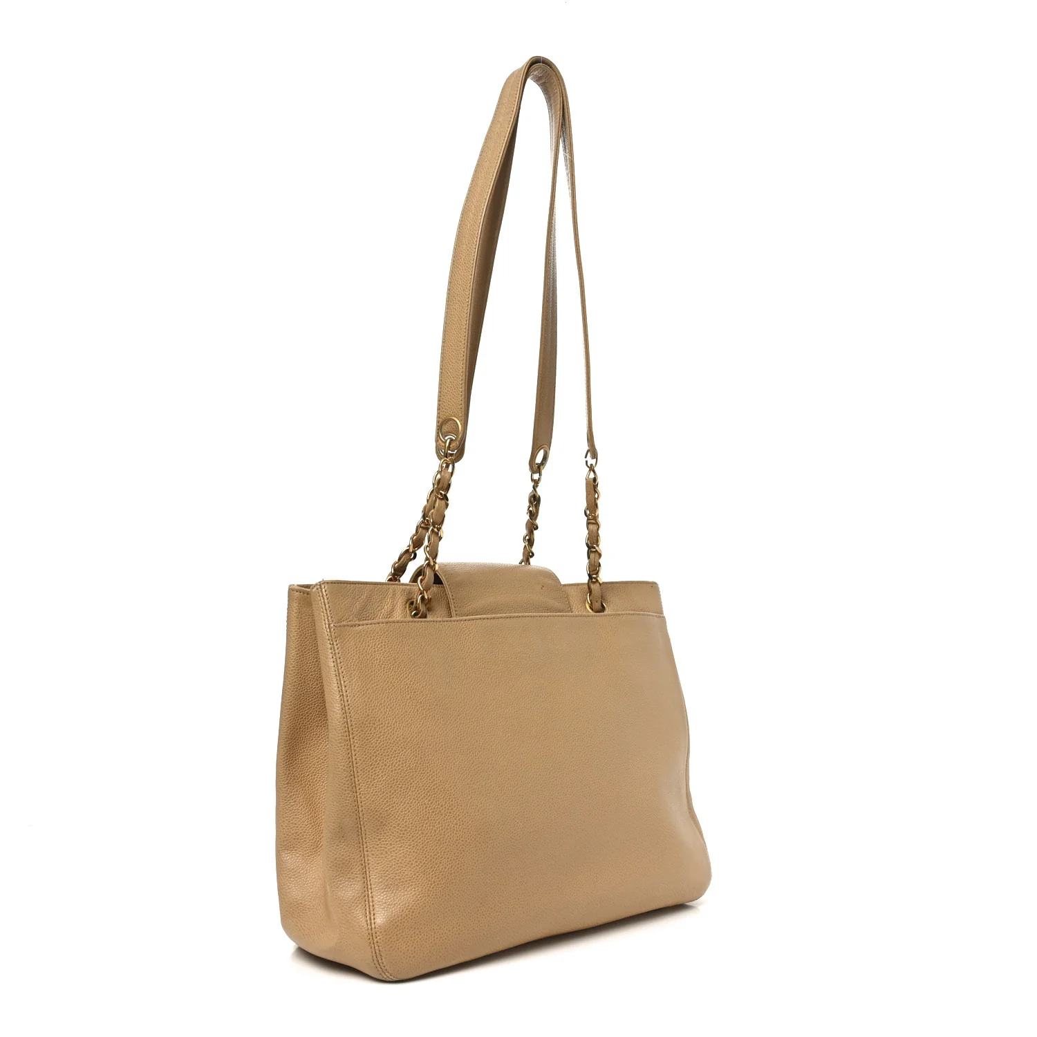 Caviar Turnlock Tote Beige - Top Club