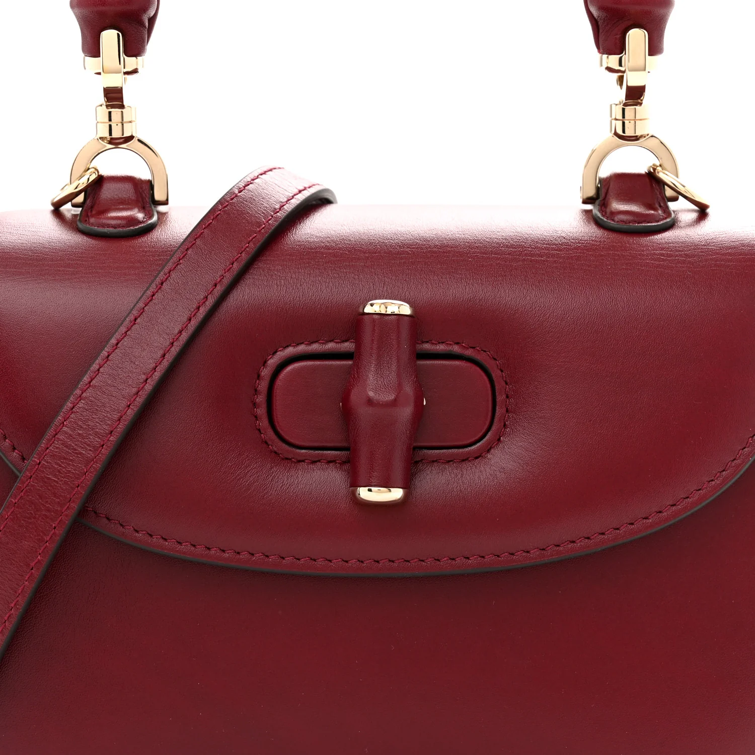 Boarded Dyana Lux Calfskin Web Monochrome Small Bamboo 1947 Top Handle Bag Rosso Ancora - Top Club