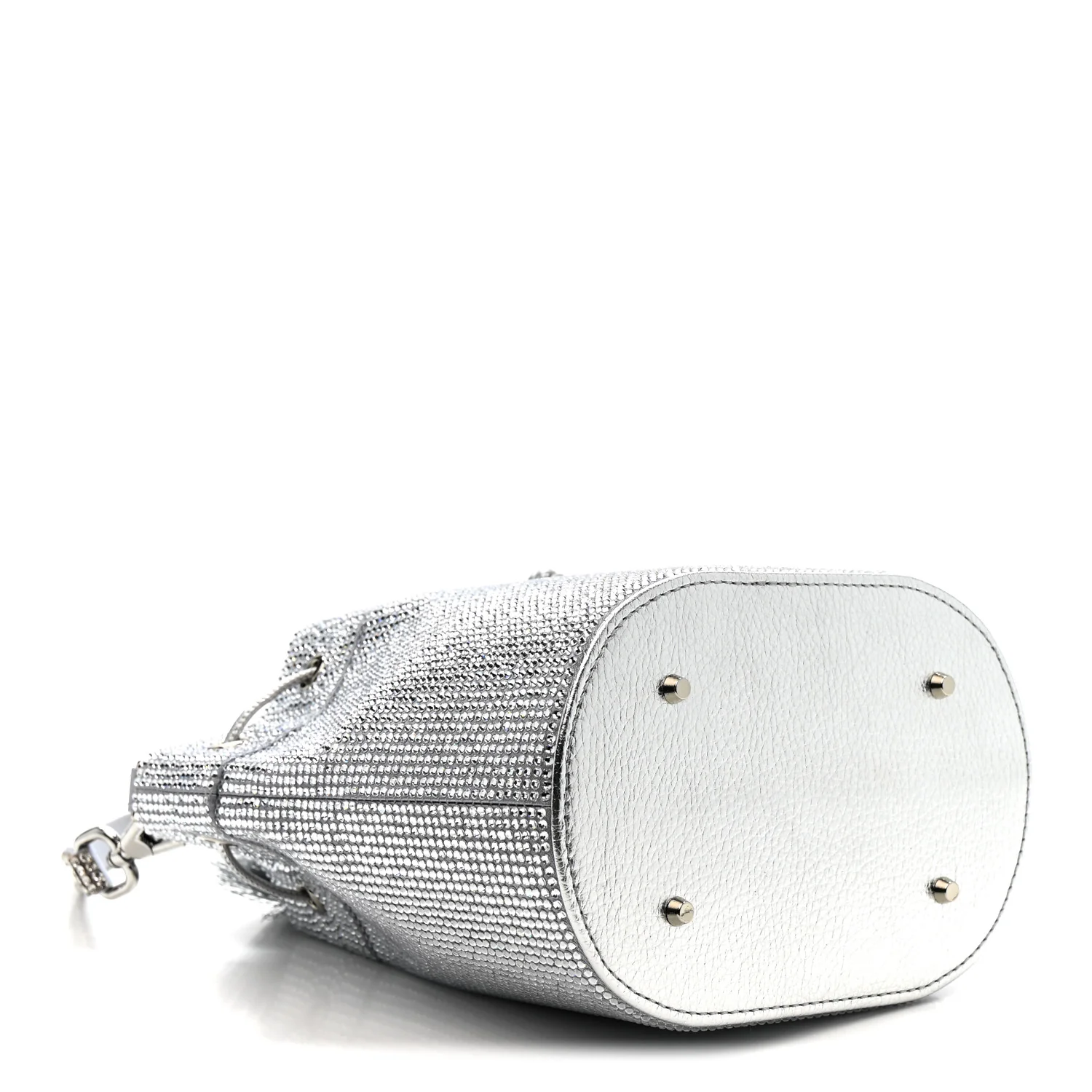 Satin Crystal Embellished Medium Piper Bucket  Silver Rhine - Top Club