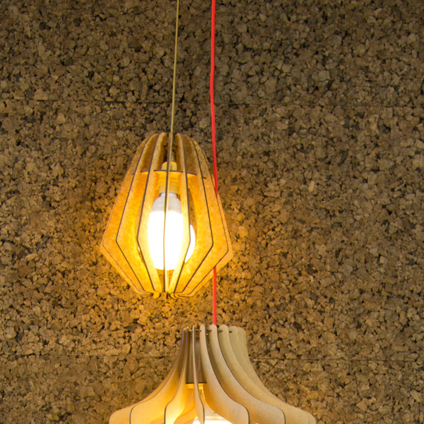 Original houten hanglamp - met koordset wit medium