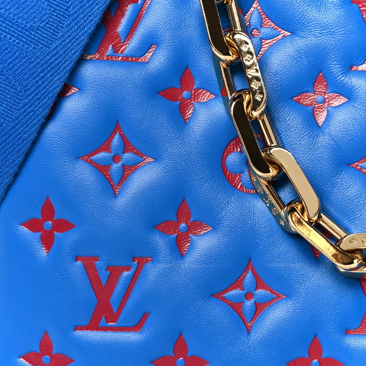 Lambskin Embossed Monogram Vuittamins Coussin PM Blue Red - Top Club