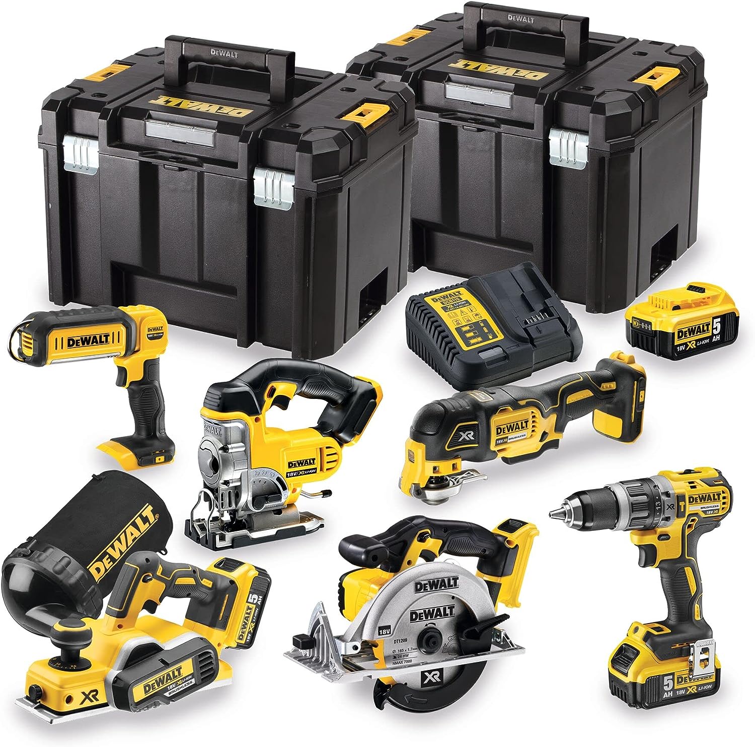 DeWalt 18V Cordless Power Tool Kit, Ideal for Woodworking, DCK665P3T-GB.