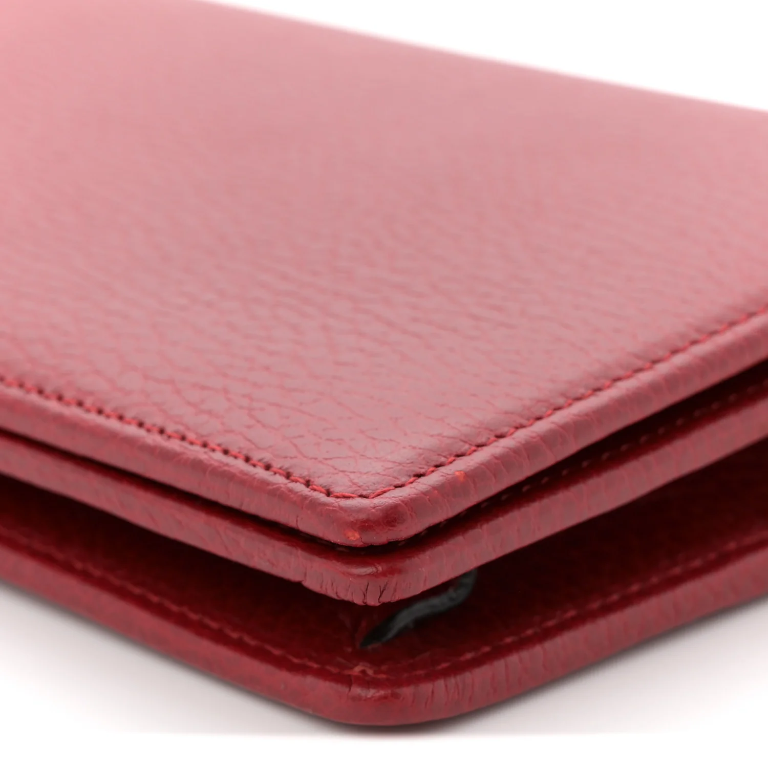 Dollar Calfskin Mini GG Marmont Chain Wallet Hibiscus Red - Top Club