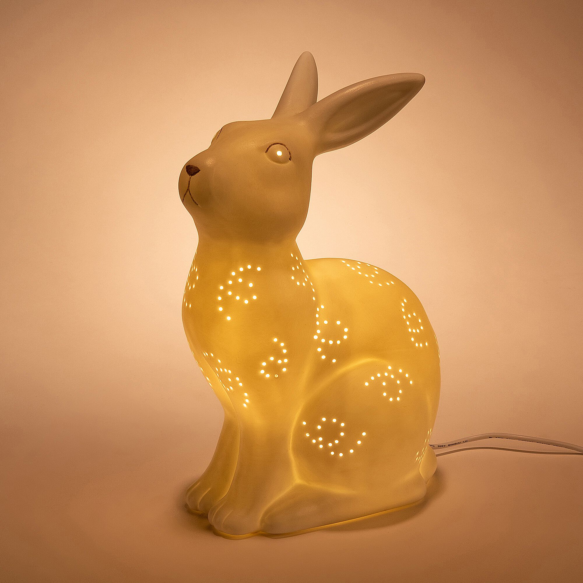 LUMY - Lampe à poser électrifiée forme lapin en porcelaine H26,5cm - blanc