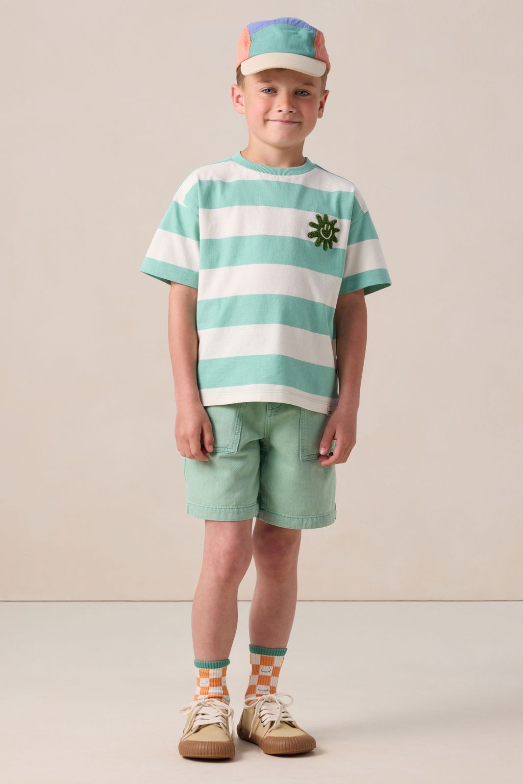 Groen gestreept oversized T-shirt
