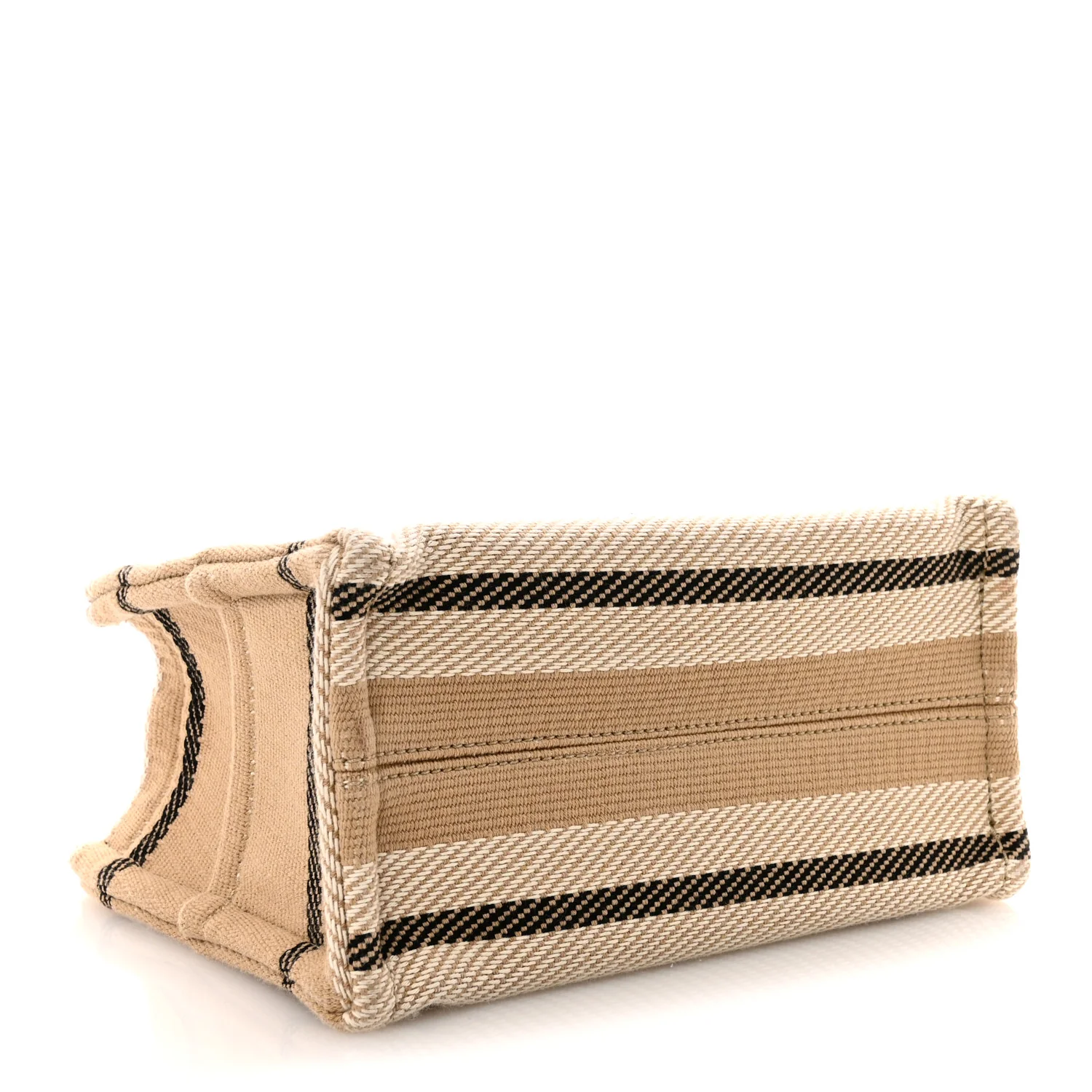 Canvas Calfskin Small Cabas Thais Beige Black White - Top Club