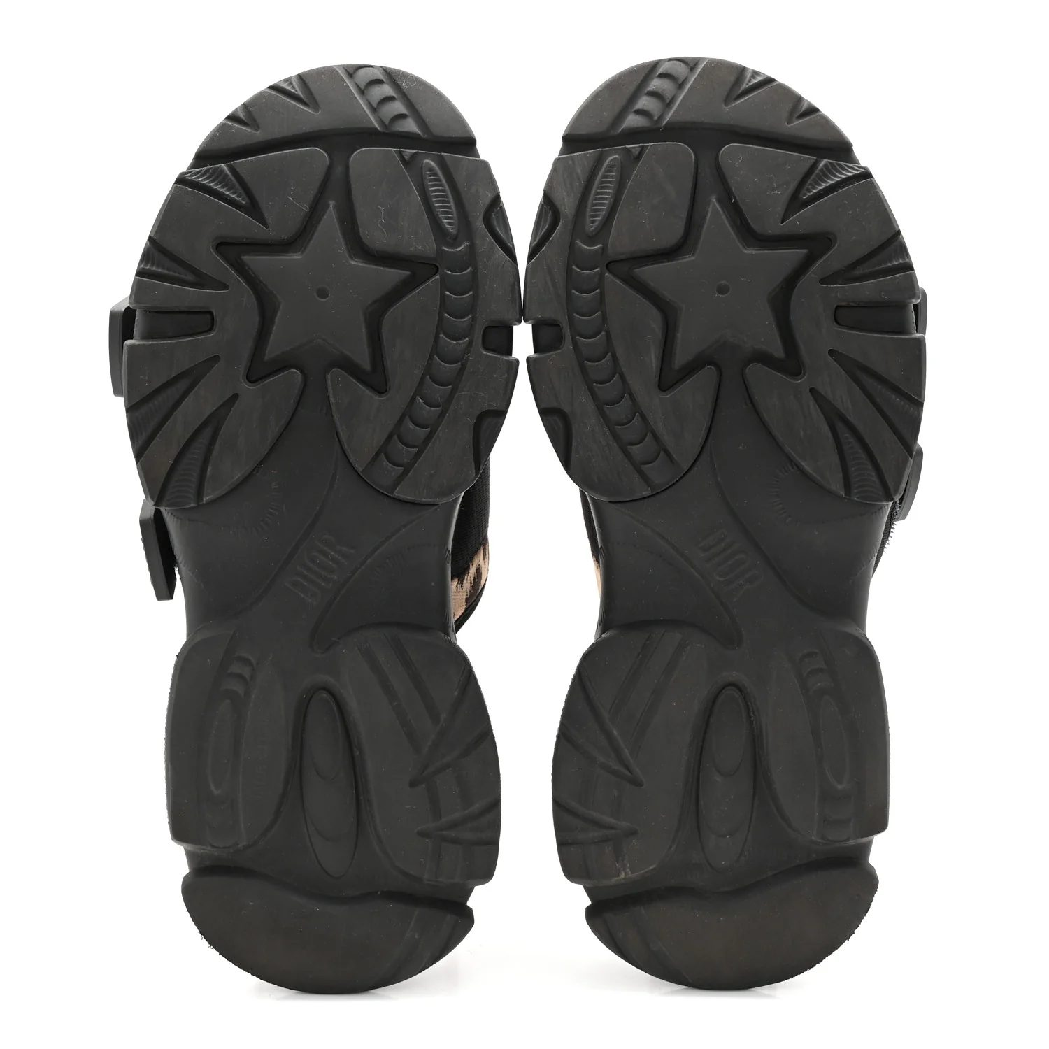 Technical Fabric Nylon Leopard Print D-Wander Slide Sandals 39 Black Brown - Top Club