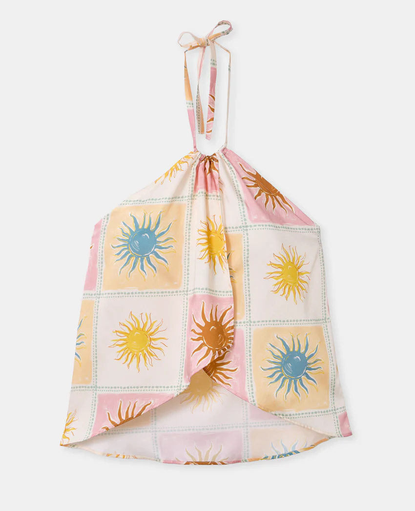 Pimkie Top foulard dos-nu motif soleils