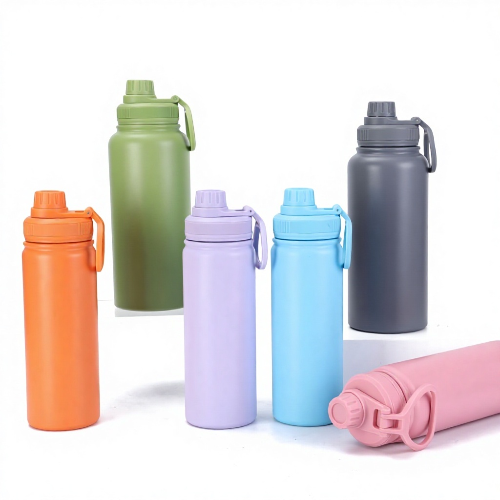 Double wall vacuum insulated stainless steel sports thermos