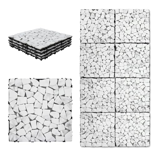 SUNWINGS 4PCS Natural Stone Interlocking Deck Tiles 12