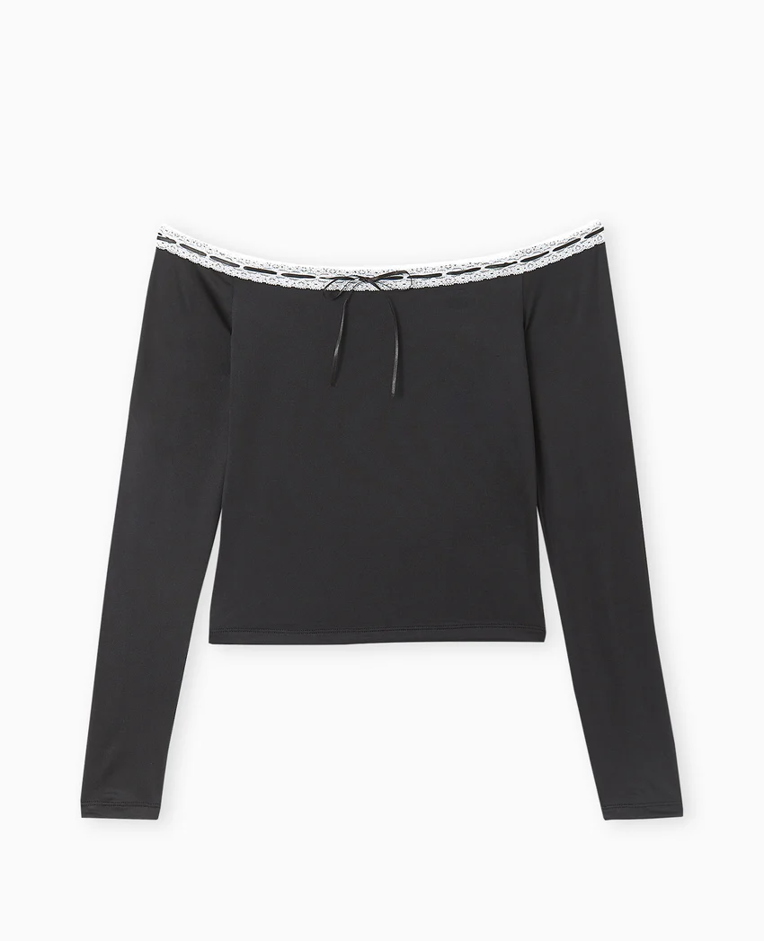 Pimkie Top encolure Bardot avec noeud contrasté
