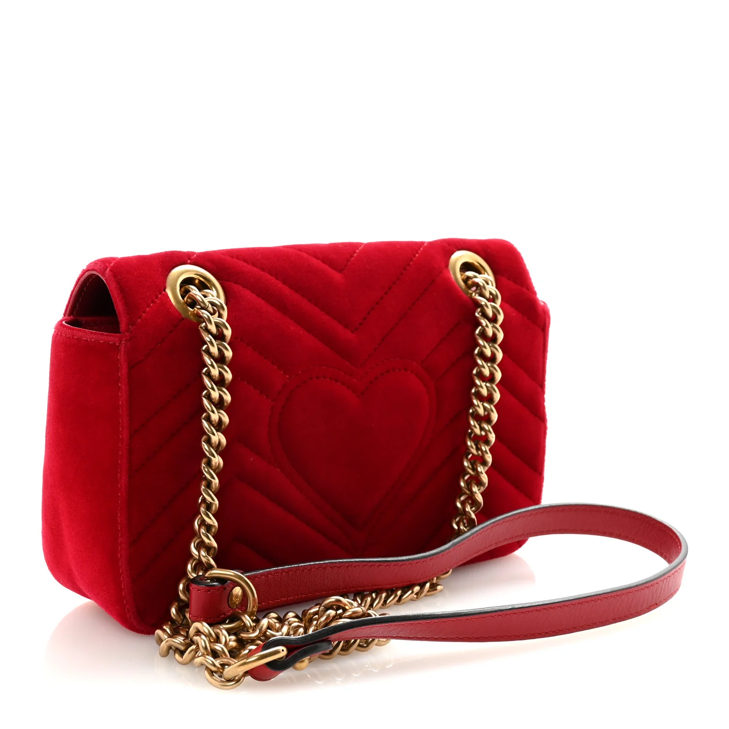Velvet Matelasse Mini GG Marmont Shoulder Bag Hibiscus Red - Top Club