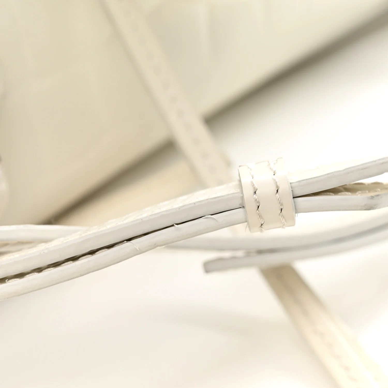 Semi Shiny Calfskin Crocodile Embossed Neo Classic Silver Hardware Mini City White - Top Club