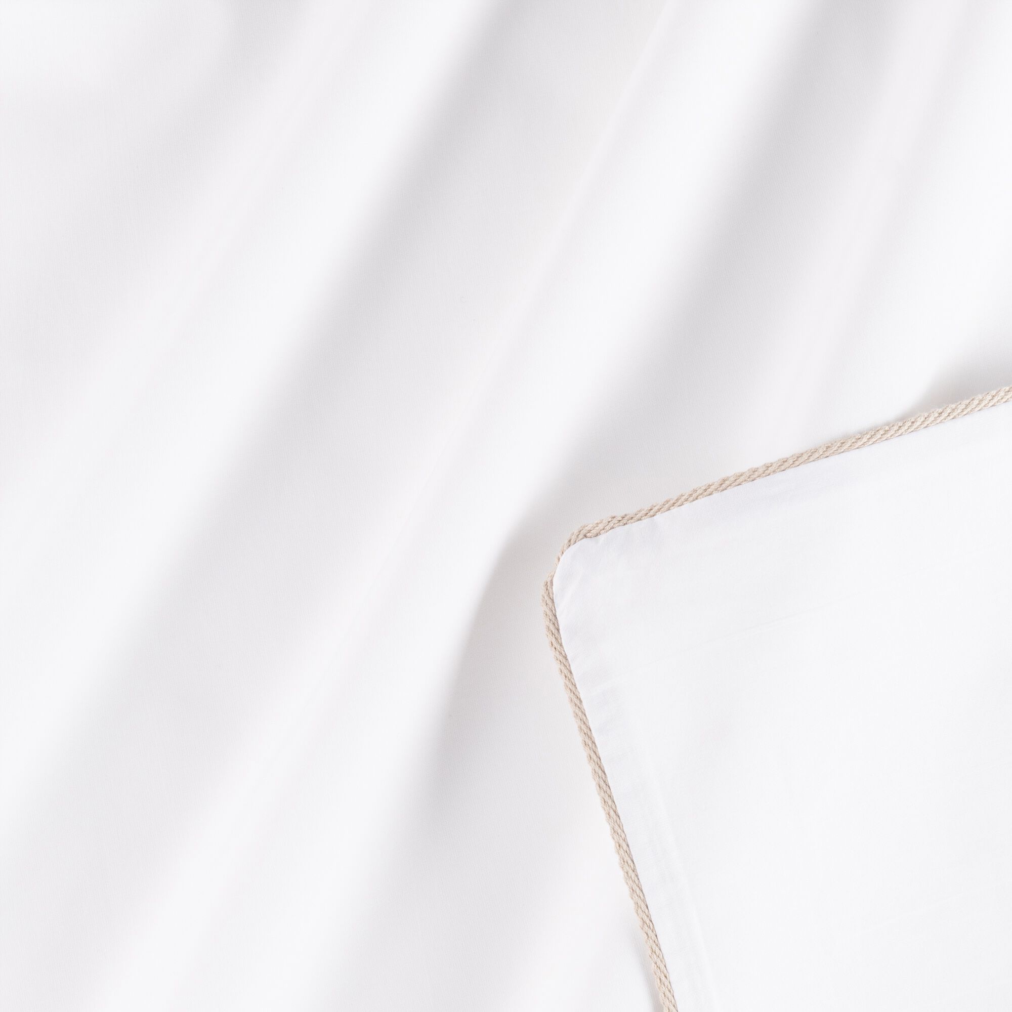 EZIO - Housse de couette en percale de coton 260x240cm liseré tressé beige alpilles - blanc