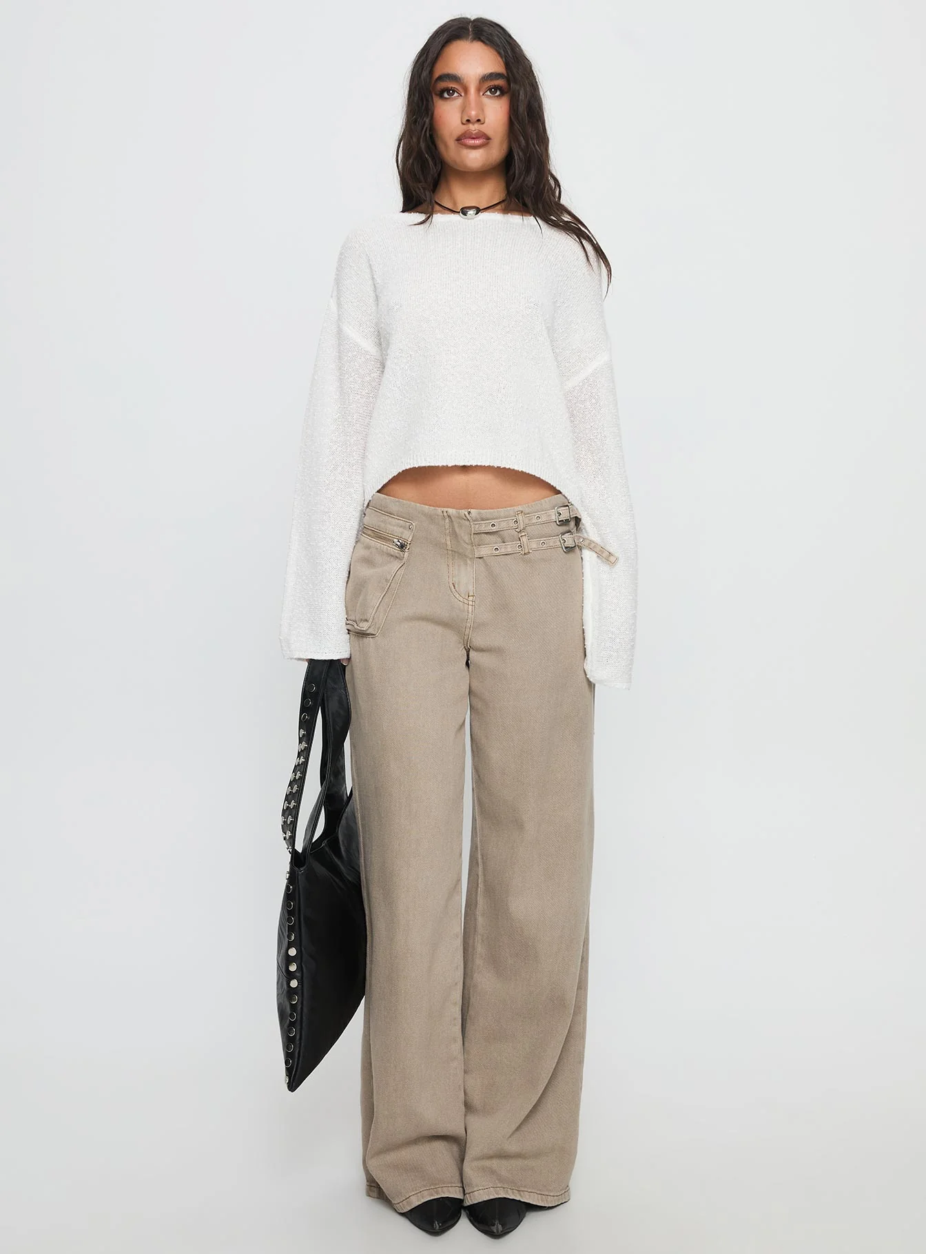 Riala Off Shoulder Knit Sweater White