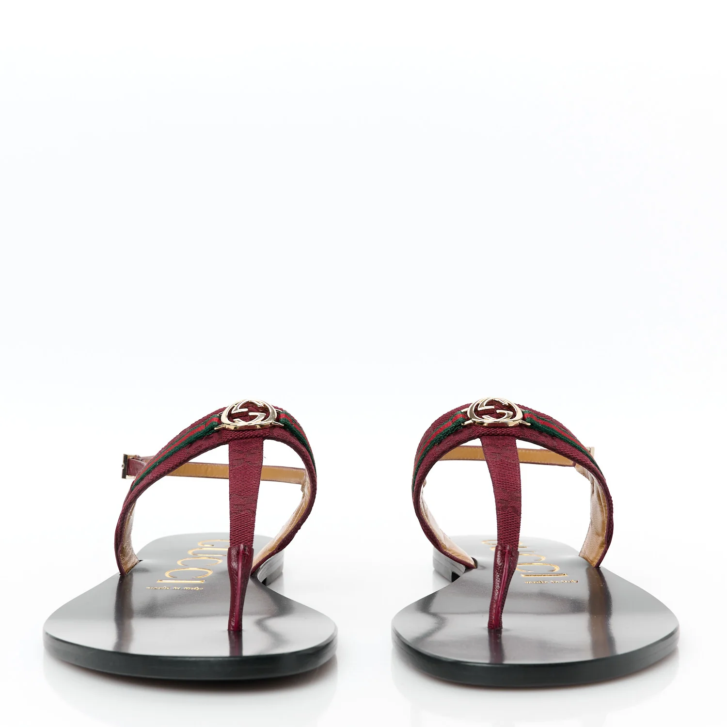 New Canvas GG Malaga Kid Web Interlocking G Womens Thong Sandals 40.5 Rosso Ancora - Top Club