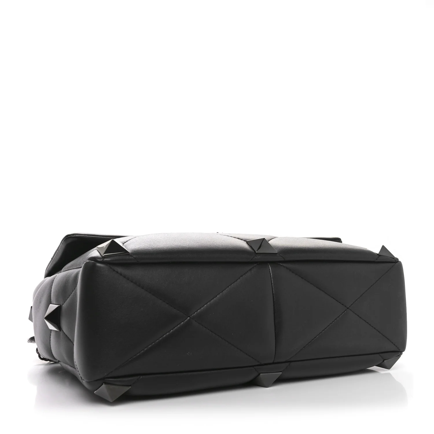 Nappa Monochrome Large Roman Stud Shoulder Bag Black - Top Club