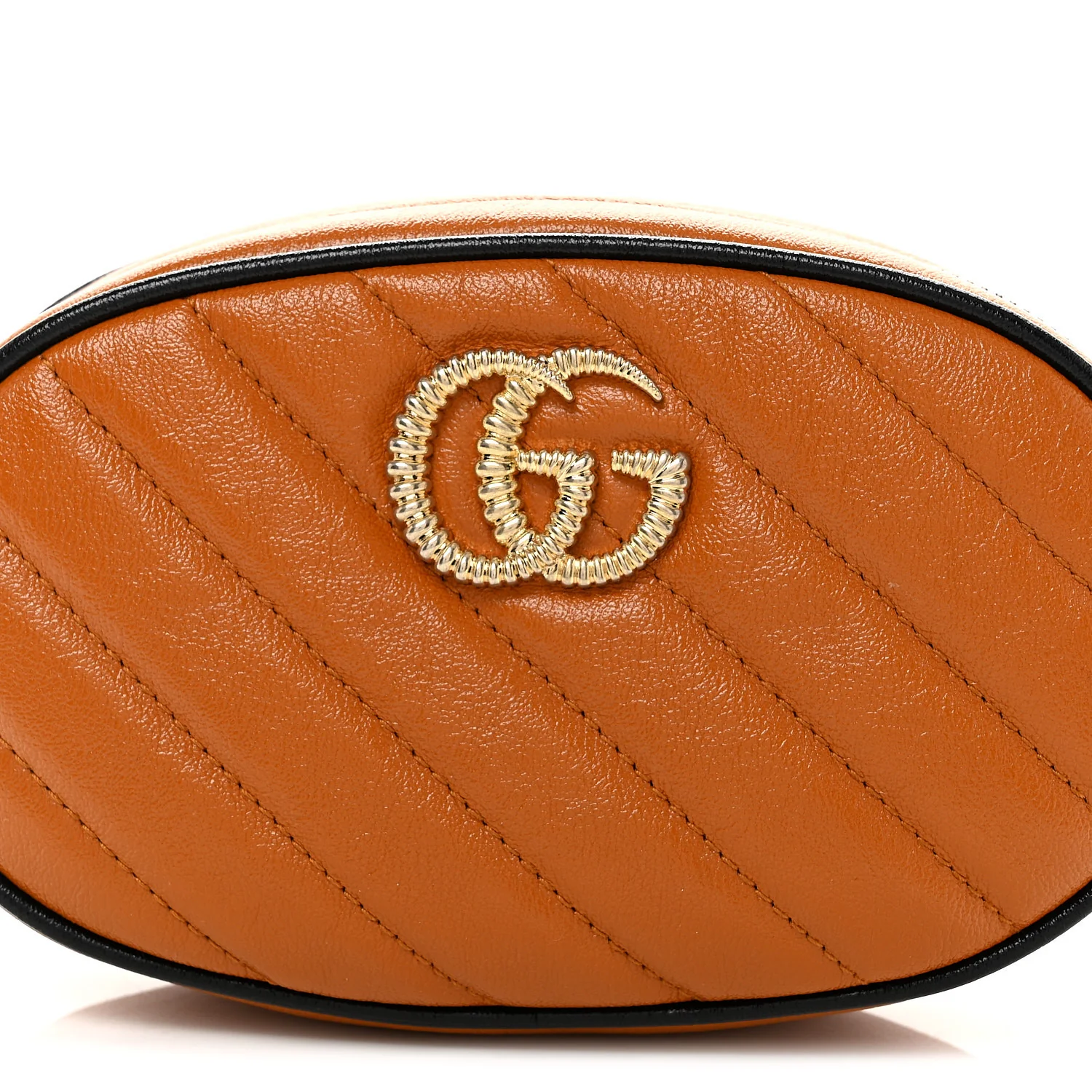 Vintage Effect Calfskin Matelasse Diagonal Torchon GG Marmont Belt Bag 95 38 Cognac - Top Club