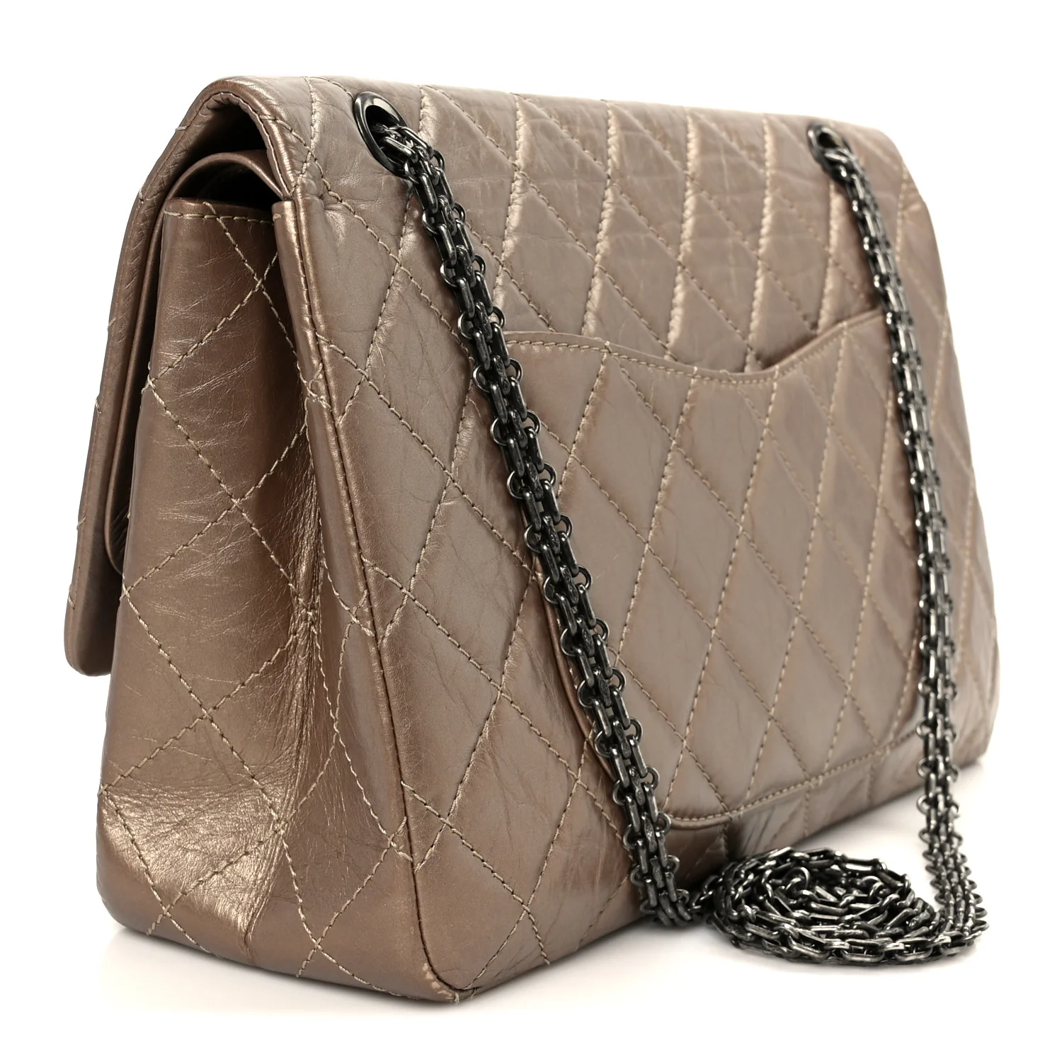 Metallic Aged Calfskin Quilted 2.55 Reissue 227 Flap Dark Gold - Top Club