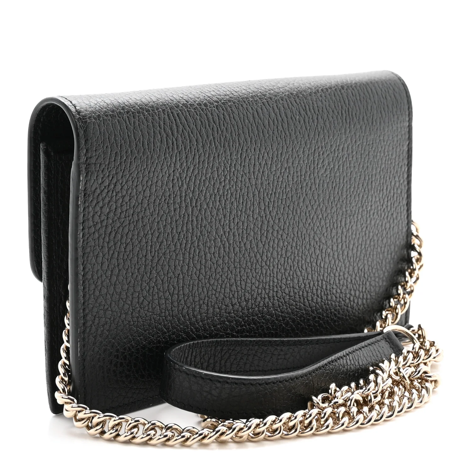 Dollar Calfskin Interlocking G Chain Wallet Black - Top Club
