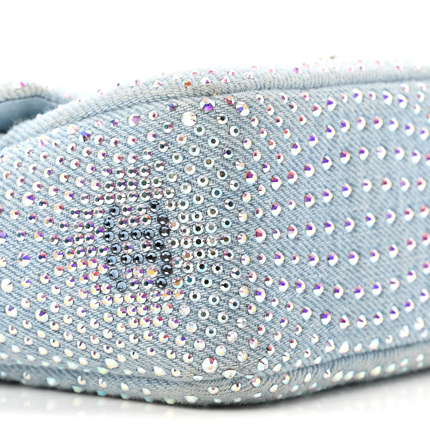 Denim Strass Evening Flap Bag Blue - Top Club
