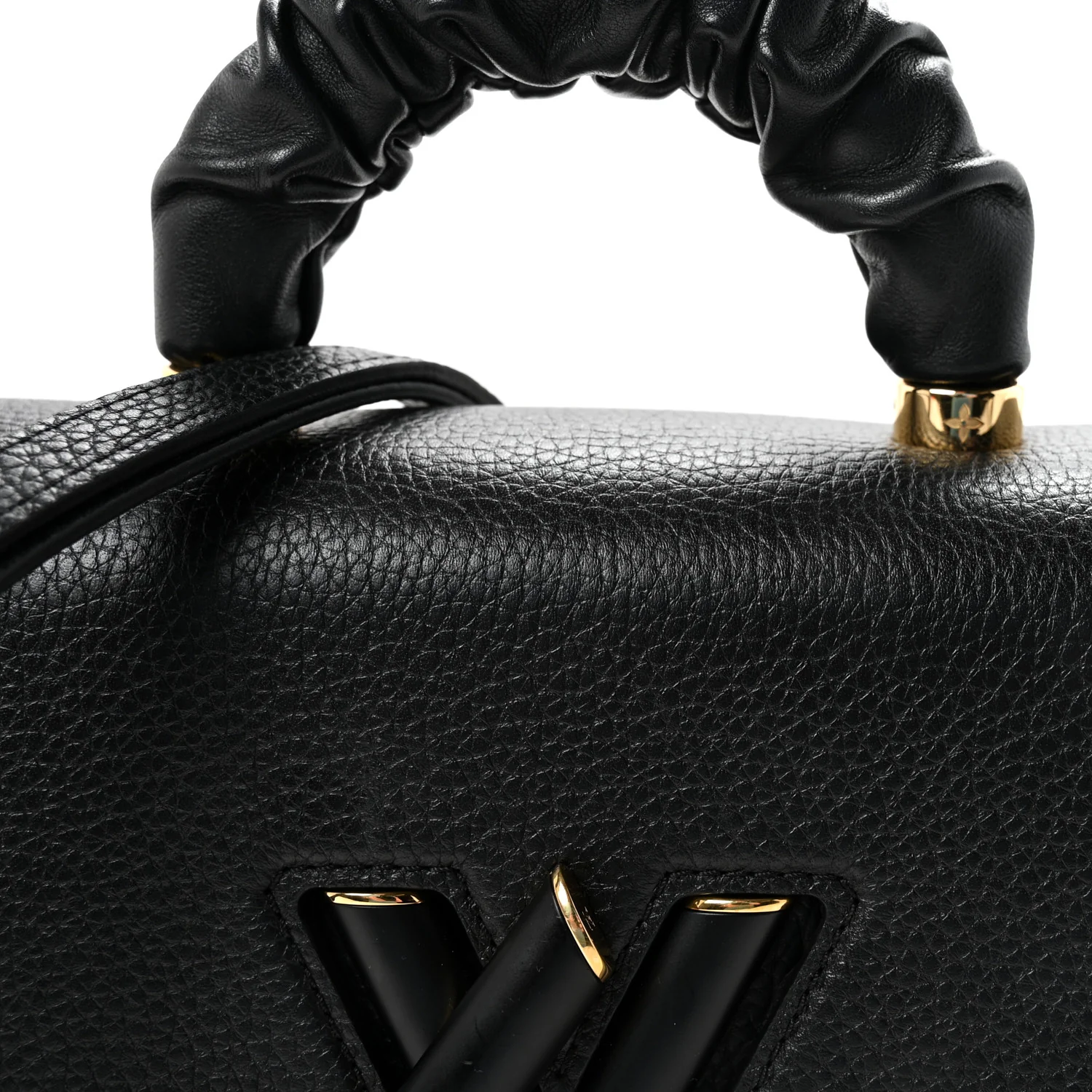 Taurillon Smooth Calfskin Scrunchie Twist One Handle MM Black - Top Club