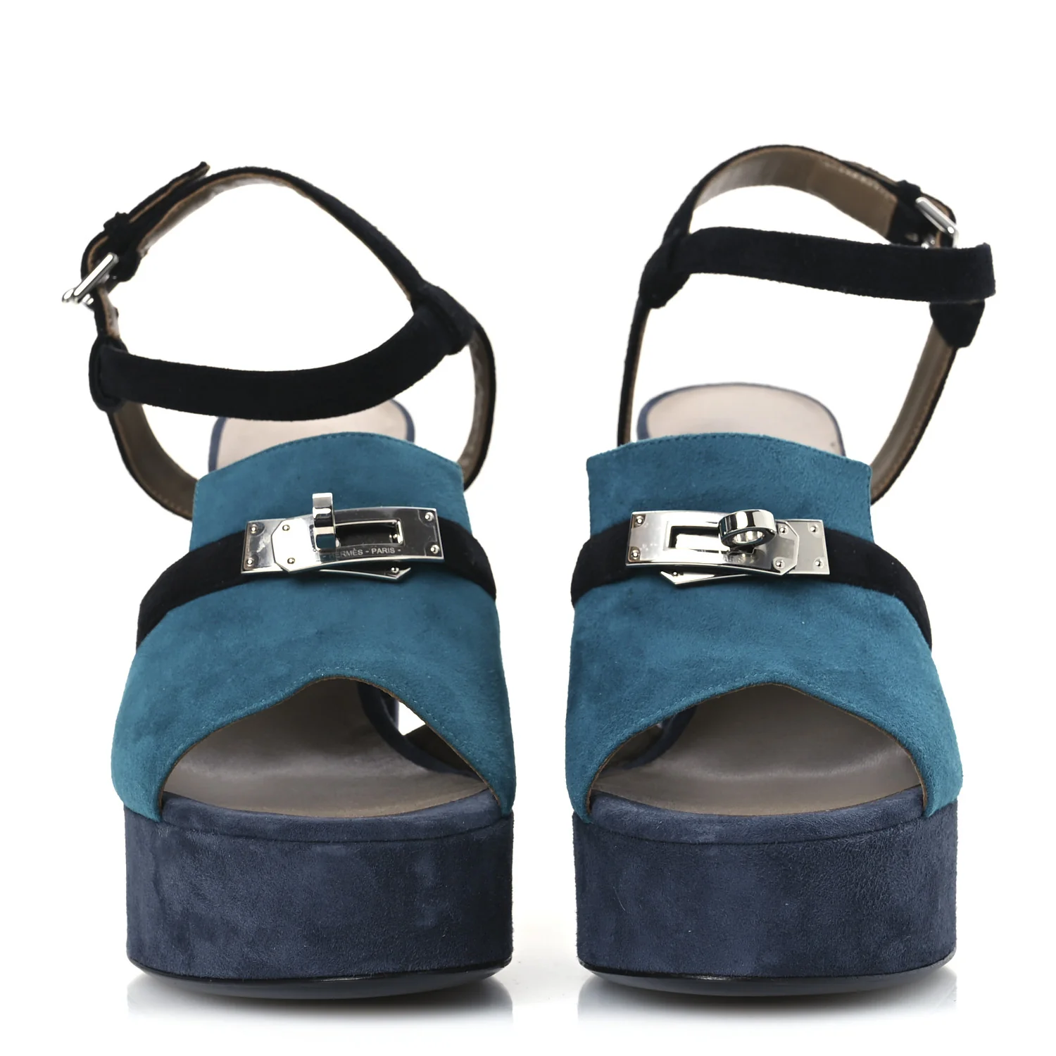 Suede Goatskin Calas Sandals 37.5 Vert Oxford Bleu Celeste Black - Top Club
