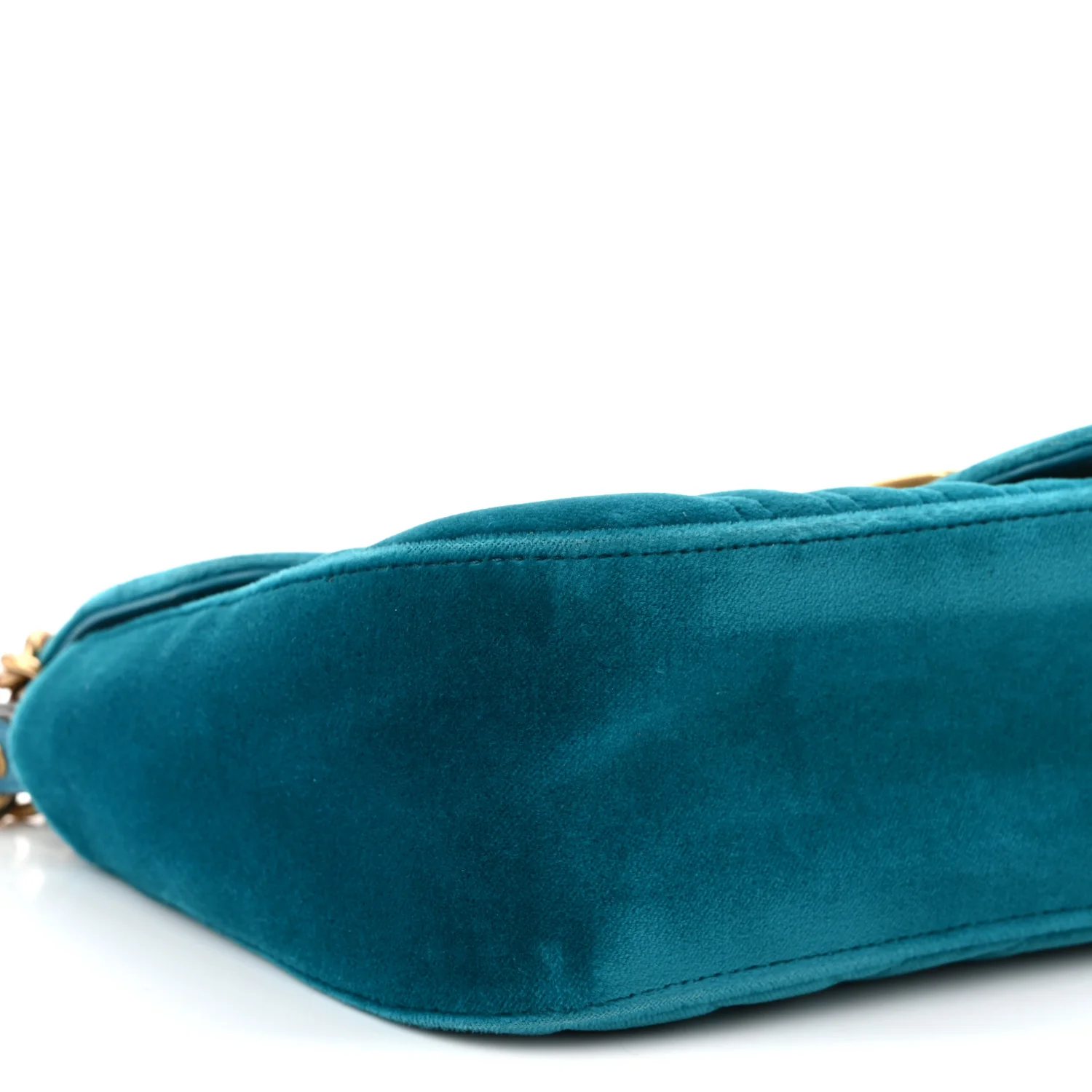 Velvet Matelasse Small GG Marmont Shoulder Bag Pavone Cyan - Top Club