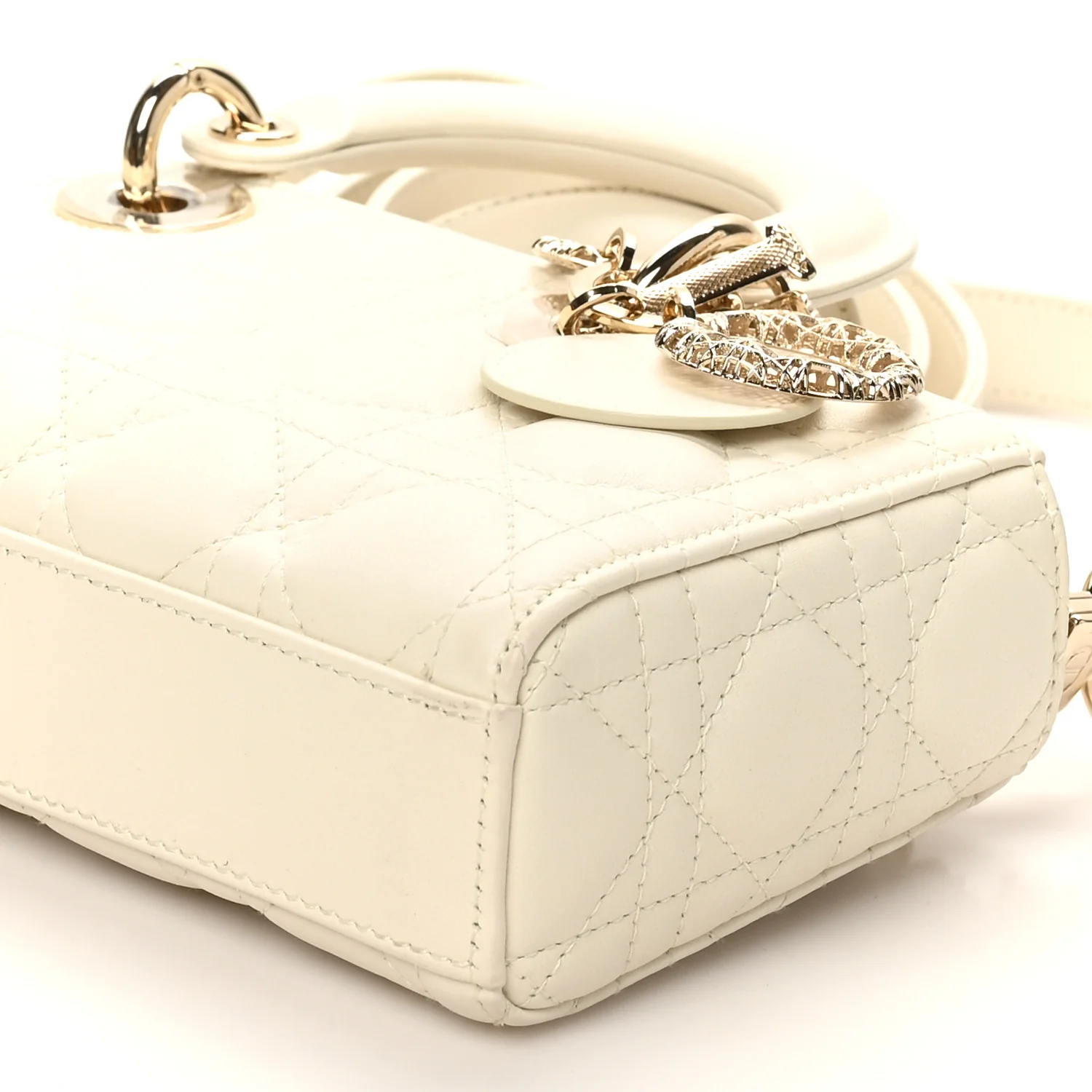 Lambskin Cannage Small Lady D-Joy Latte - Top Club