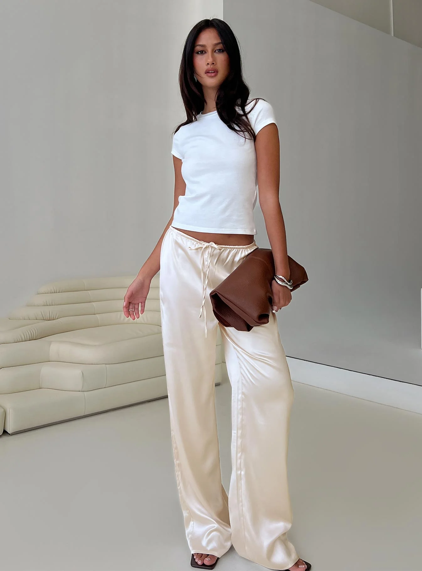 Soulstar Satin Pants Champagne