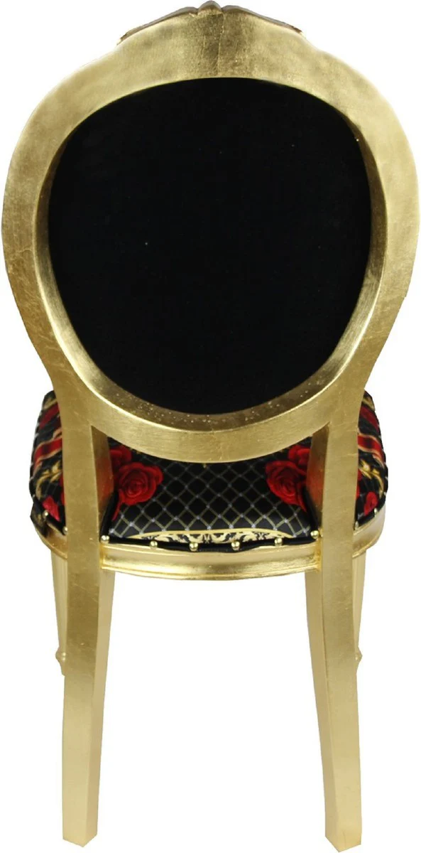 Pompöös by Luxury Baroque Dining Room Chairs Roses Black / Red / Gold - Pompöös Baroque Chairs designed by Harald Glööckler - 4 dining room chairs