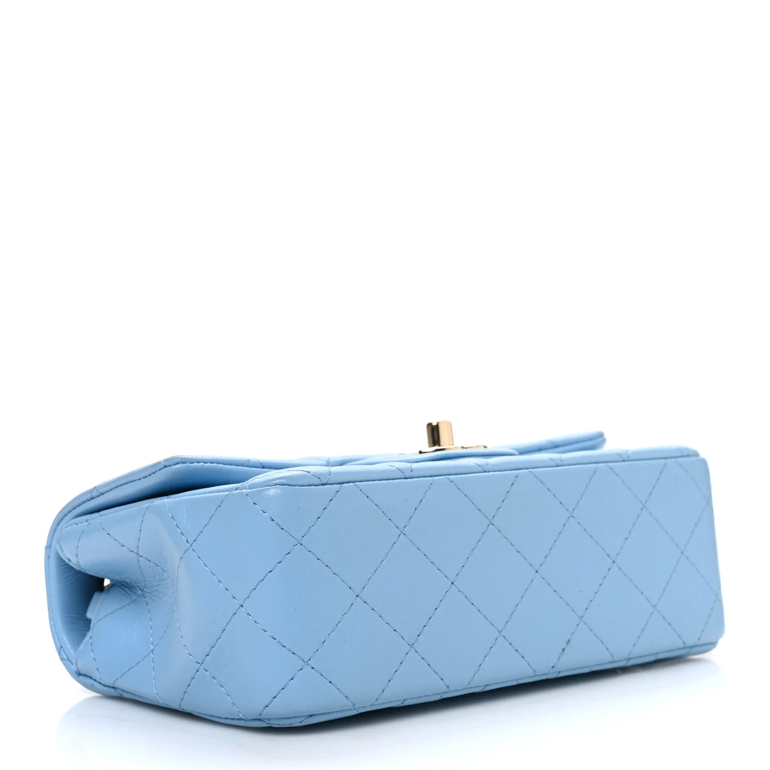 Lambskin Quilted Mini Rectangular Flap Light Blue - Top Club